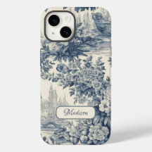  floral chic blauw toile de jouy monogram