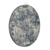 floral chic blauw toile de jouy monogram dartbord (Voorkant Links)
