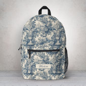  floral chic blauw toile de jouy monogram Do Bedrukte Rugzak