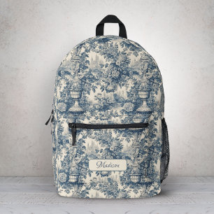  floral chic blauw toile de jouy monogram Do Bedrukte Rugzak