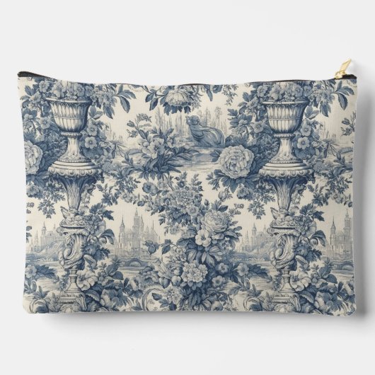  floral chic blauw toile de jouy monogram etui (Achterkant)