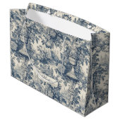  floral chic blauw toile de jouy monogram groot cadeauzakje (Achterkant Gekanteld)