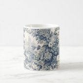  floral chic blauw toile de jouy monogram koffiemok (Center)
