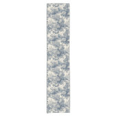  floral chic blauw toile de jouy monogram korte tafelloper (Voorkant)