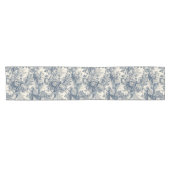  floral chic blauw toile de jouy monogram korte tafelloper (Horizontaal)