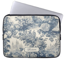  floral chic blauw toile de jouy monogram