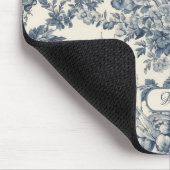  floral chic blauw toile de jouy monogram muismat (Hoek)