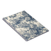 floral chic blauw toile de jouy monogram notitieboek (Rechterzijde)