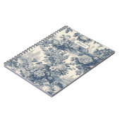 floral chic blauw toile de jouy monogram notitieboek (Linkerzijde)