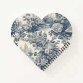 floral chic blauw toile de jouy monogram notitieboek (Achterkant)