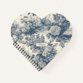  floral chic blauw toile de jouy monogram notitieboek (Voorkant)