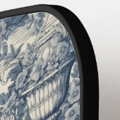 floral chic blauw toile de jouy monogram pickleball paddle (Links Detail)