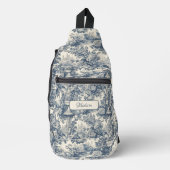  floral chic blauw toile de jouy monogram sling bag (Voorkant)