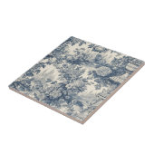  floral chic blauw toile de jouy monogram tegeltje (Zijkant)