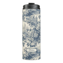  floral chic blauw toile de jouy monogram