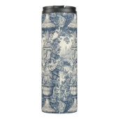  floral chic blauw toile de jouy monogram thermosbeker (Achterkant)