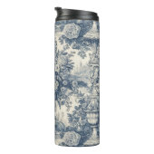  floral chic blauw toile de jouy monogram thermosbeker (Geroteerd rechts)