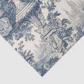 floral chic blauw toile de jouy monogram tissuepapier (Detail)