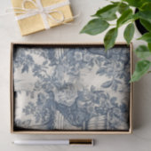 floral chic blauw toile de jouy monogram tissuepapier (Geschenk)