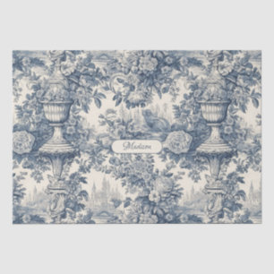  floral chic blauw toile de jouy monogram tissuepapier