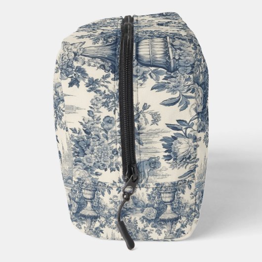  floral chic blauw toile de jouy monogram toilettasje (Rechts)