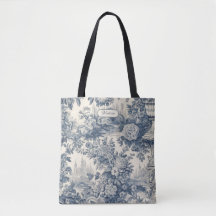  floral chic blauw toile de jouy monogram