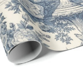  floral chic Blue toile de jouy Cadeaupapier (Rol Hoek)