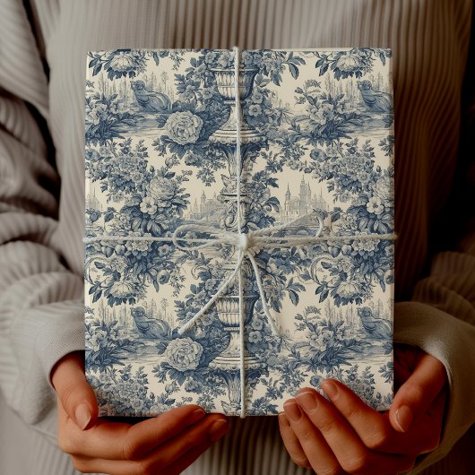  floral chic Blue toile de jouy Cadeaupapier