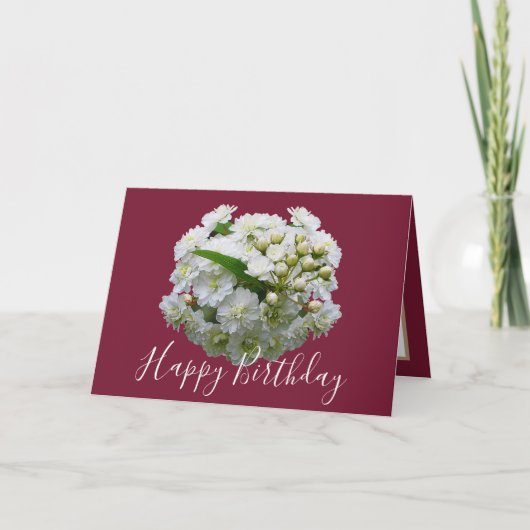 Floral Chic Boeket Witte Spirea Bloemen Verjaardag Kaart (Voorkant)