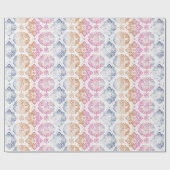 Floral Chic Boho Waterverf roze en blauw Cadeaupapier (Vlak)