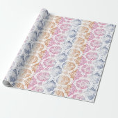 Floral Chic Boho Waterverf roze en blauw Cadeaupapier (Uitgerold)