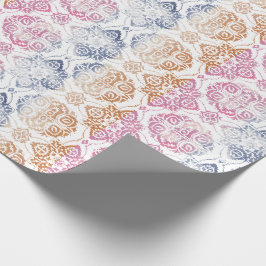 Floral Chic Boho Waterverf roze en blauw Cadeaupapier