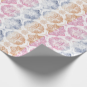 Floral Chic Boho Waterverf roze en blauw Cadeaupapier