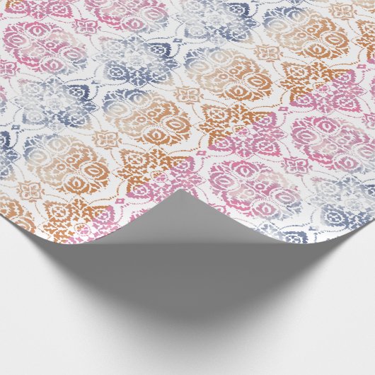 Floral Chic Boho Waterverf roze en blauw Cadeaupapier (Hoek)