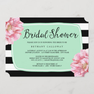Floral Chic Bridal Shower Invitation / Mint Kaart
