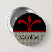 Floral Chic Button, donkerrood Ronde Button 7,6 Cm (Voorkant /achterkant)