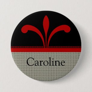 Floral Chic Button, donkerrood Ronde Button 7,6 Cm