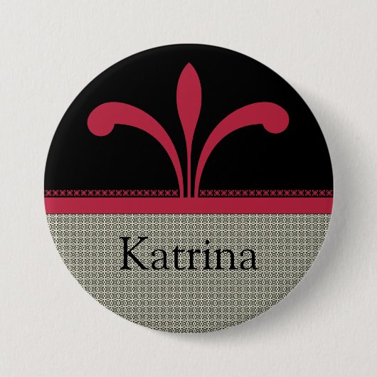 Floral Chic Button, Magenta Ronde Button 7,6 Cm (Voorkant)