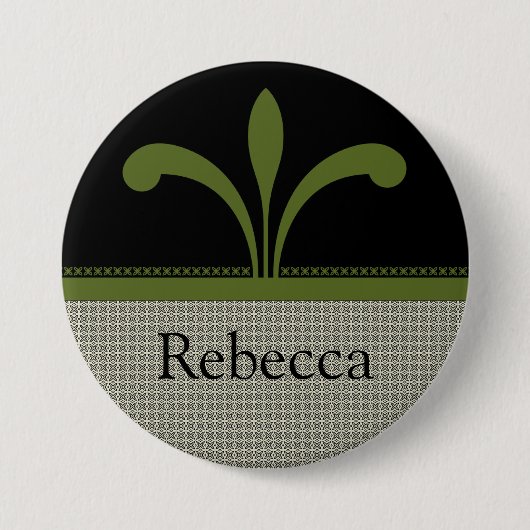 Floral Chic Button, Olive Green Ronde Button 7,6 Cm (Voorkant)