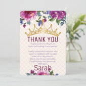 Floral Chic Crown Verjaardag Bedankt Card Kaart (Staand voorkant)