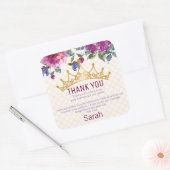 Floral Chic Crown Verjaardag Dank u Vierkante Sticker (Envelop)