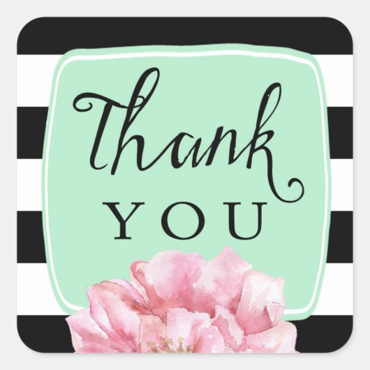 Floral Chic Dank u Stickers / Mint (Voorkant)