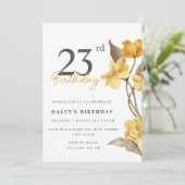 Floral Chic Elegant Eenvoudig Geel 23e Verjaardag Kaart (Staand voorkant)