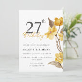 Floral Chic Elegant Eenvoudig Geel 27e Verjaardag Kaart (Staand voorkant)