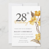 Floral Chic Elegant Eenvoudig Geel 28e Verjaardag Kaart (Voorkant)