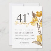 Floral Chic Elegant Eenvoudig Geel 41e Verjaardag Kaart (Voorkant)