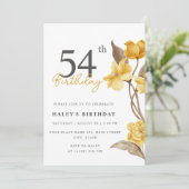 Floral Chic Elegant Eenvoudig Geel 54e Verjaardag Kaart (Staand voorkant)