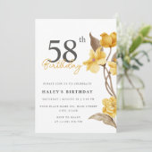 Floral Chic Elegant Eenvoudig Geel 58ste Verjaarda Kaart (Staand voorkant)