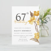 Floral Chic Elegant Eenvoudig Geel 67e Verjaardag Kaart (Staand voorkant)