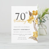Floral Chic Elegant Eenvoudig Geel 70e Verjaardag Kaart (Staand voorkant)